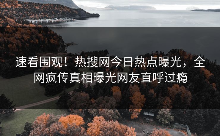 速看围观！热搜网今日热点曝光，全网疯传真相曝光网友直呼过瘾  第1张