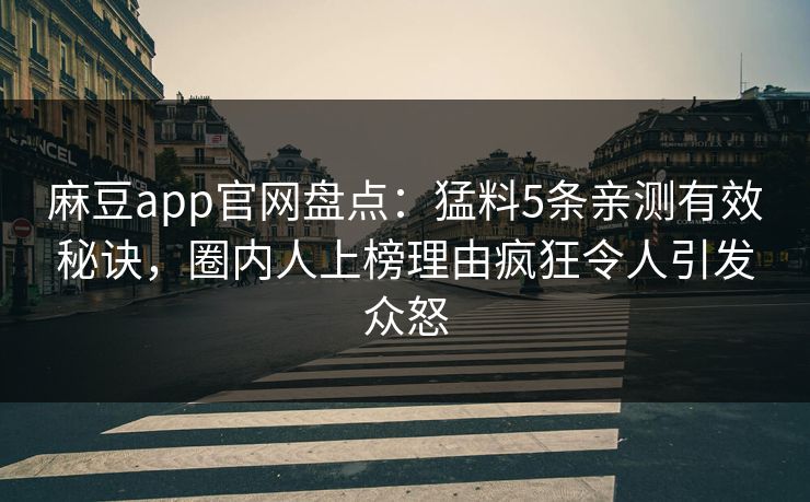 麻豆app官网盘点：猛料5条亲测有效秘诀，圈内人上榜理由疯狂令人引发众怒