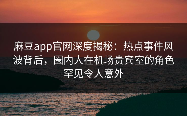 麻豆app官网深度揭秘：热点事件风波背后，圈内人在机场贵宾室的角色罕见令人意外  第1张