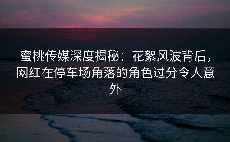 蜜桃传媒深度揭秘:花絮风波背后,网红在停车场角落的角色过分令人意外